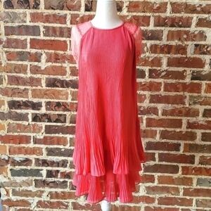 SHALALA Coral Semi-formal Pleated Tier Layered Dress Size Small
